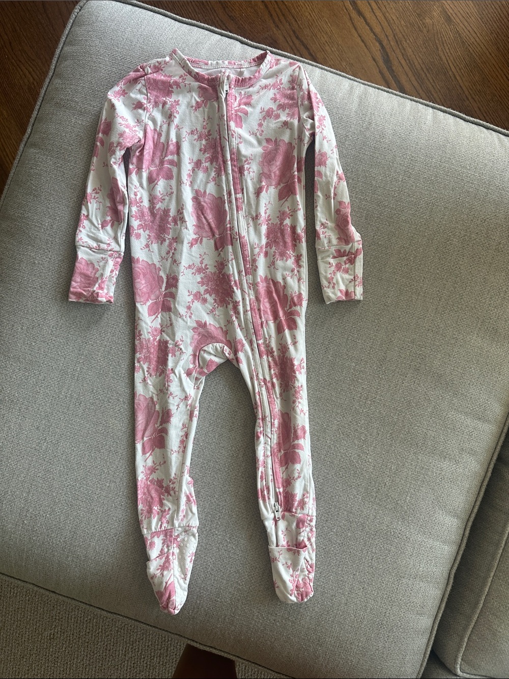 Angel Dear Pink Floral Footed One-Piece 6-12m